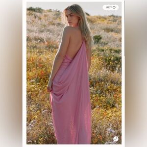 Free People FP Beach Positano Ribbed Draped Slouchy Maxi Dress LARGE